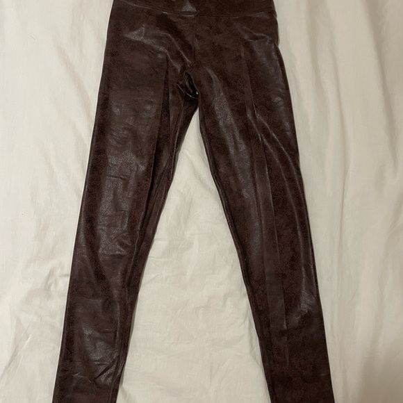 aerie Pants - aerie Faux Leather Leggings in Dark Brown
